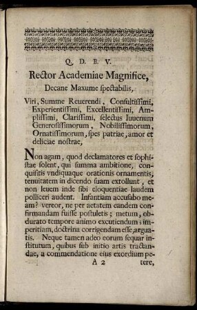 Rector Academiae Magnifice, Decane Maxume spectabilis, ...