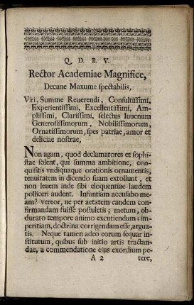 Rector Academiae Magnifice, Decane Maxume spectabilis, ...