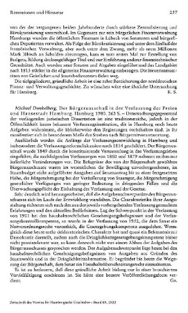 Dunkelberg, Michael :: Der Bürgerausschuß in der Verfassung der Freien und Hansestadt Hamburg, Diss. : Hamburg, 1980
