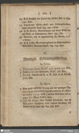IV. Theologie. Erbauungsschriften