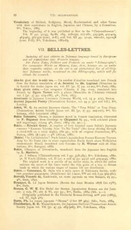 VII. Belles-Lettres