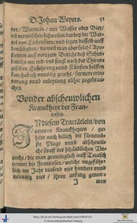 Von der abscheuwlichen Kranckheyt der Frantzosen