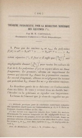 Théorème fondamental pour la résolution numérique des équations.