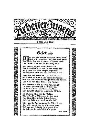 Der erste Mai ruft die arbeitende Jugend!
