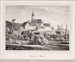 Ortsansicht von Zehren (Diera) mit der St.-Michaelis-Kirche nordwestlich von Meißen an der Elbe, aus Sachsens Kirchen-Galerie von Hermann Schmidt, 1837, Bd. 1