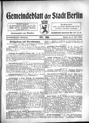 1921,29: Nr. 29, 17. Juli 1921