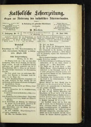 Protokoll über die Verhandlungen der VIII. Generalversammlung des "Kath. Lehrerverbandes Deutschlands" zu Ludwigshafen : Pfingsten 1899