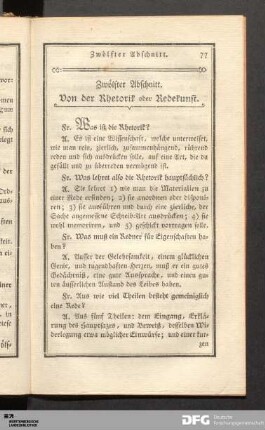Zwölfter Abschnitt. Von der Rhetorik oder Redekunst.