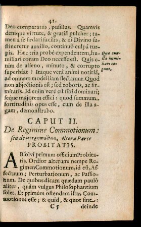 Caput II. De Regimine Commotionum: seu de metrioatheia, Altera Parte Probitatis.