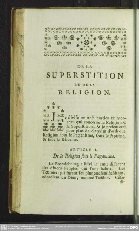 De La Superstition Et De La Religion