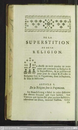 De La Superstition Et De La Religion