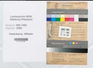 Entnazifizierung Wilhelm Hasenkamp, geb. 16.03.1892 (Postangest.)