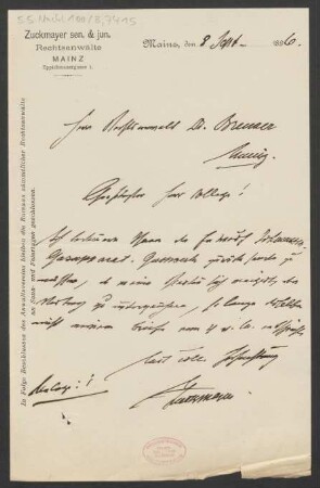 Brief an Carl Brenner : 08.09.1896