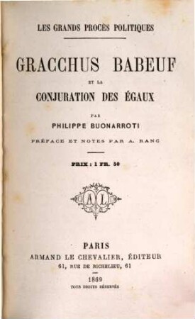 Gracchus Babeuf et la conjuration des égaux
