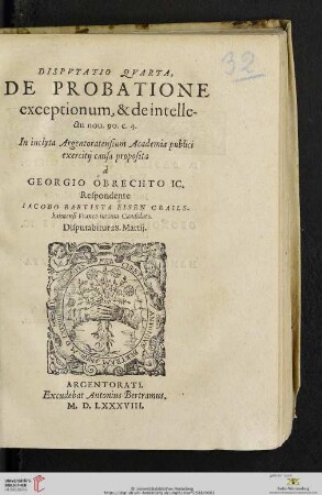 Dispvtatio Qvarta, De Probatione exceptionum, & de intelle-ctu nou. 90 c. 4.