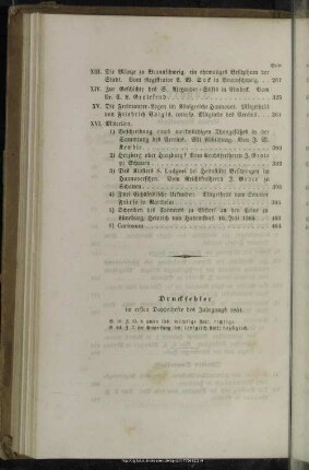 Druckfehler im ersten Doppelhefte des Jahrgangs 1851