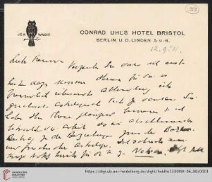 Briefe von Morris Jastrow an Carl Bezold: Brief von Morris Jastrow an Carl Bezold