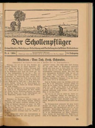 Der Schollenpflüger 14. Jahrgang, Nr. 4, 1934