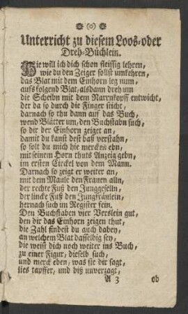Unterricht zu diesem Loos- oder Dreh-Büchlein.