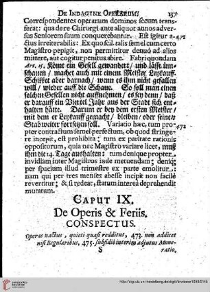 Caput IX De Operis & Feriis