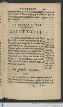 Caput XXXIIII. De Probationibus eiusque speciebus.