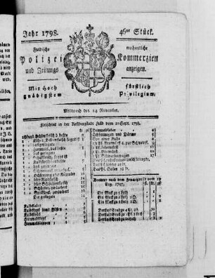 46tes Stück, Ausgabe vom 14. November 1798