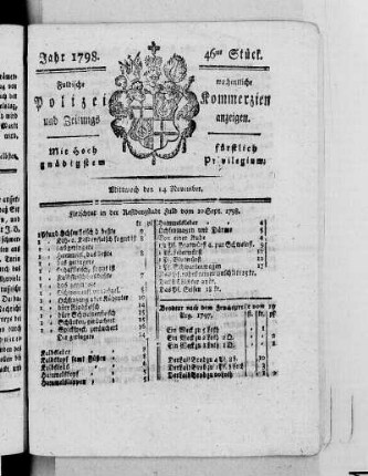 46tes Stück, Ausgabe vom 14. November 1798