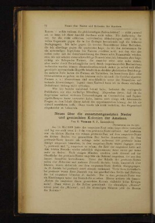 Neues über die zusammengesetzten Nester und gemischten Kolonien der Ameisen.