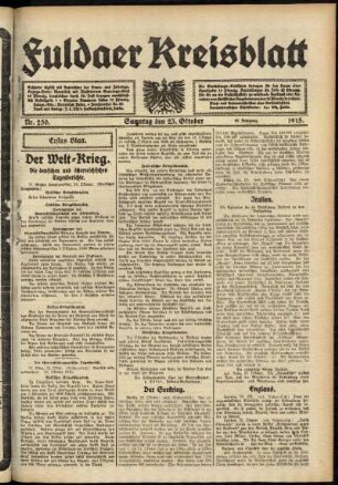 Erste Ausgabe vom Samstag, den 23. Oktober 1915.