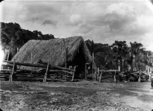 Tropenhaus : Hütte mit Dach aus Motacublättern