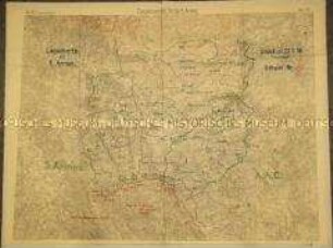 Militärstrategische Karte des Gebietes um Sedan und Verdun aus dem 1. Weltkrieg