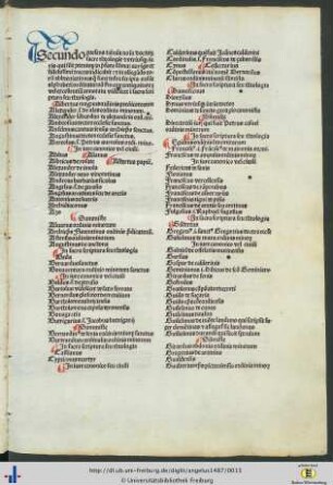 Secundo presens tabula nomina doctorum sacre theologie et utriusque iuris qui sunt contentorum in prefata summa.