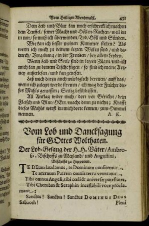 Vom Lob und Dancksagung für Gottes Wolthaten.