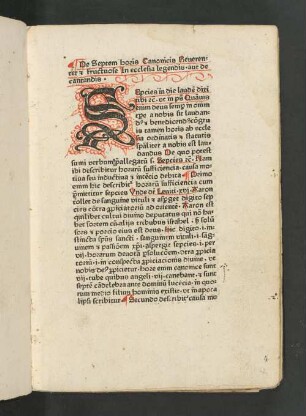 De horis canonicis dicendis. Daran: Hugo de Sancto Caro: Speculum sacerdotum volentium celebrare missam [Auszug]