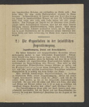 2.) Die Organisation in der sozialistischen Jugendbewegung