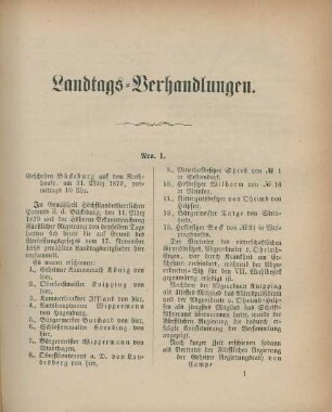 Landtags-Verhandlungen. Nro. 1-18