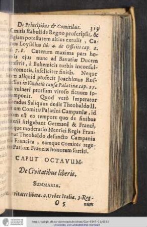 Caput VIII. De Civitatibus liberis