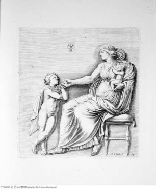 Galleria Giustiniana del marchese Vincenzo Giustiniani. 2 Bände., 2. Band, Tafel 78: Donna con due fanciulli (nach der Antike)