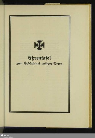 Ehrentafel zum Gedächtnis unserer Toten