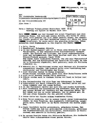 Fragebogenantworten zu Ernährungsgewohnheiten