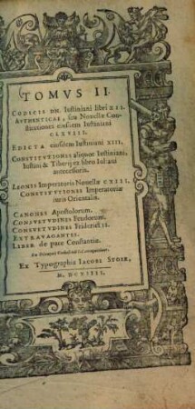 Corpus Iuris Civilis, 2. Codicis Iustiniani libri XII. Authenticae