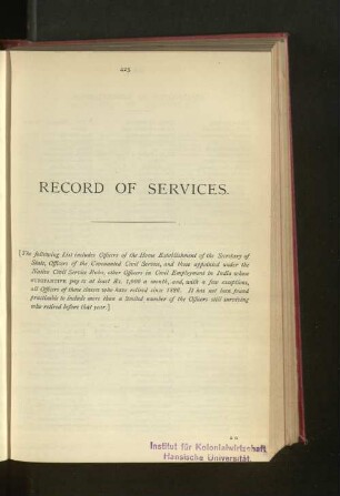 Record of Services