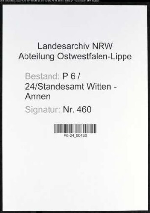 Heiratsregister Standesamt Witten-Annen
