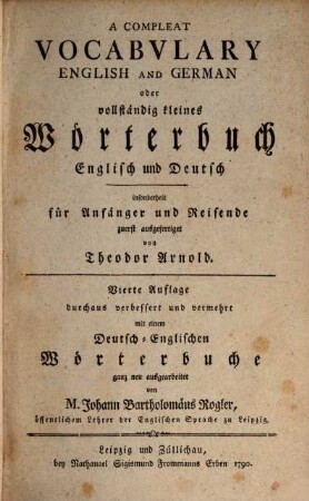A compleat Vocabulary English and German