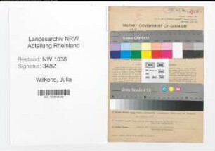 Entnazifizierung Julia Wilkens , geb. 30.07.1892 (Steuerhelferin)