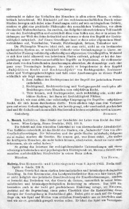 320-321, Hellwig. Das Rennwett- und Lotteriegesetz vom 8. April 1922. 1922