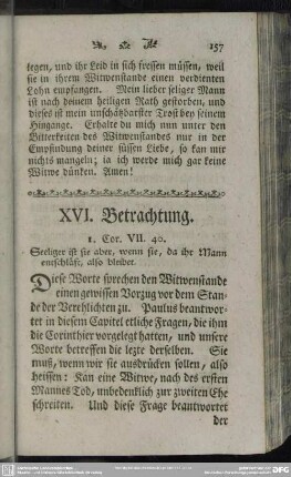 XVI. Betrachtung. 1. Cor. VII. 40.