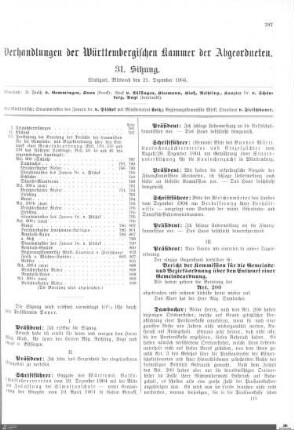 31. Sitzung, Stuttgart, 21.12.1904