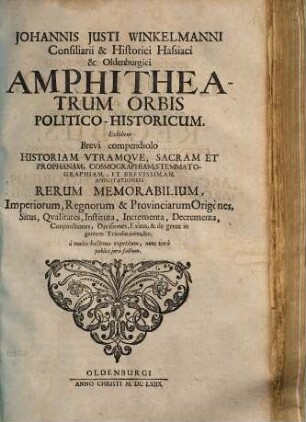 Amphitheatrum Orbis Politico-Historicum