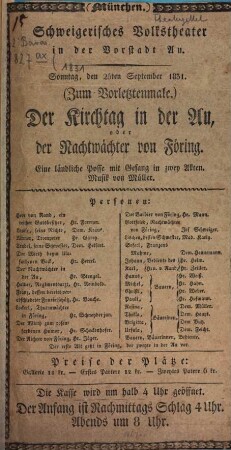 Theaterzettel. 1831 = Stück 1